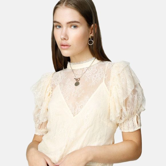 Free People Secret Admirer Blouse In Eggnog - Picture 1 of 16